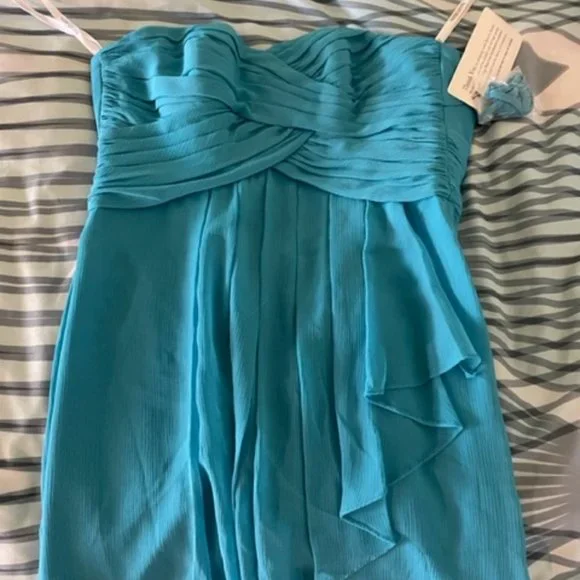 Strapless Dress Malibu Blue Davids Bridal David's Bridal Bridesmaid Dress  Malibu Blue